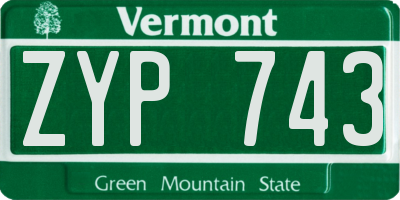VT license plate ZYP743