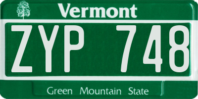 VT license plate ZYP748