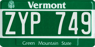 VT license plate ZYP749