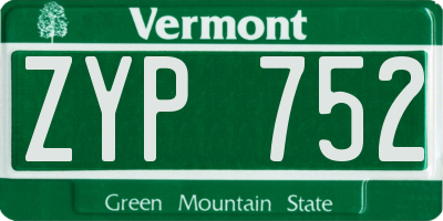 VT license plate ZYP752
