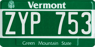 VT license plate ZYP753