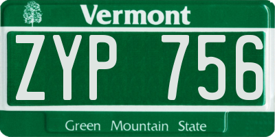 VT license plate ZYP756