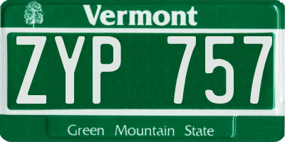 VT license plate ZYP757