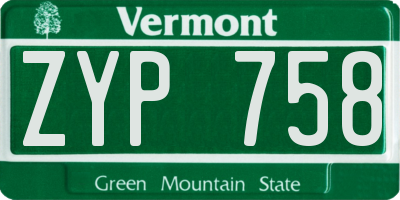 VT license plate ZYP758