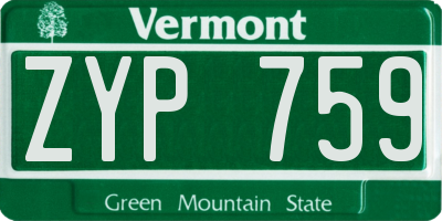 VT license plate ZYP759