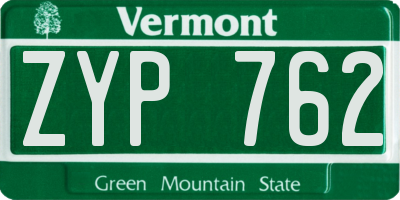 VT license plate ZYP762