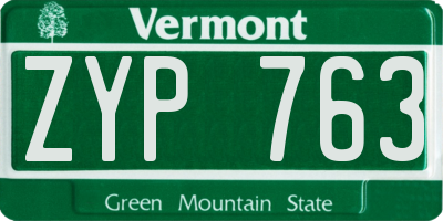 VT license plate ZYP763
