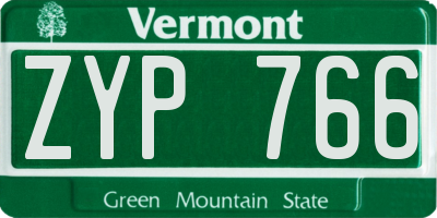 VT license plate ZYP766