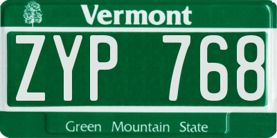 VT license plate ZYP768