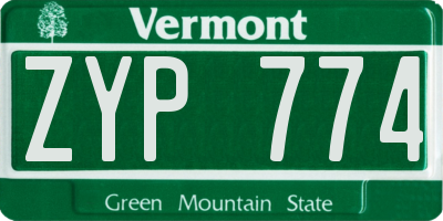 VT license plate ZYP774
