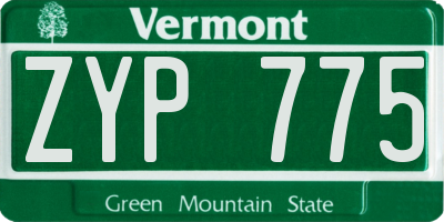 VT license plate ZYP775