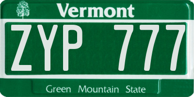 VT license plate ZYP777