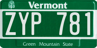 VT license plate ZYP781