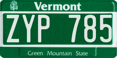 VT license plate ZYP785