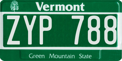 VT license plate ZYP788