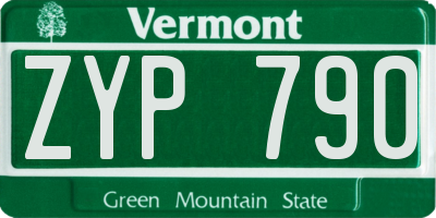 VT license plate ZYP790