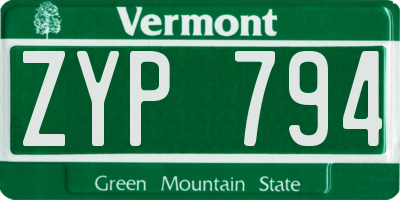 VT license plate ZYP794