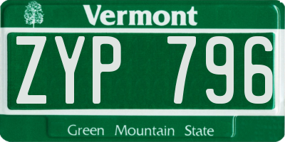 VT license plate ZYP796