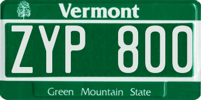 VT license plate ZYP800