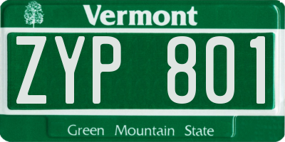 VT license plate ZYP801