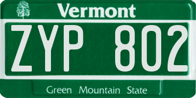 VT license plate ZYP802