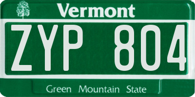 VT license plate ZYP804