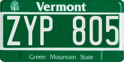 VT license plate ZYP805