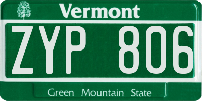 VT license plate ZYP806