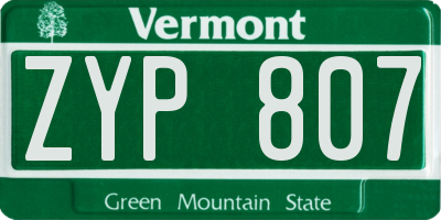 VT license plate ZYP807