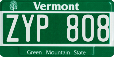 VT license plate ZYP808