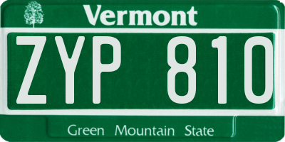 VT license plate ZYP810
