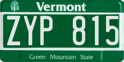 VT license plate ZYP815