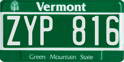 VT license plate ZYP816