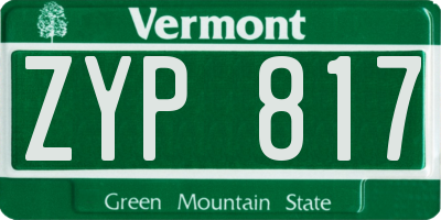 VT license plate ZYP817