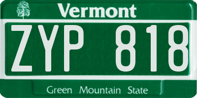 VT license plate ZYP818