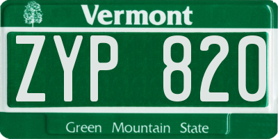VT license plate ZYP820