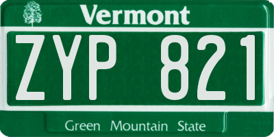 VT license plate ZYP821