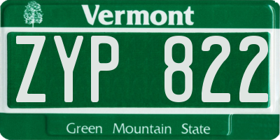 VT license plate ZYP822