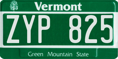 VT license plate ZYP825