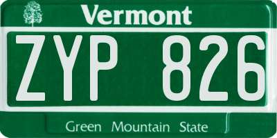 VT license plate ZYP826