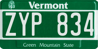 VT license plate ZYP834