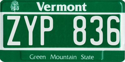 VT license plate ZYP836