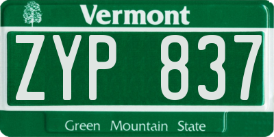 VT license plate ZYP837