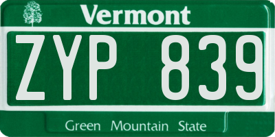 VT license plate ZYP839