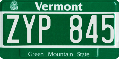 VT license plate ZYP845