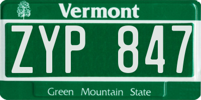 VT license plate ZYP847