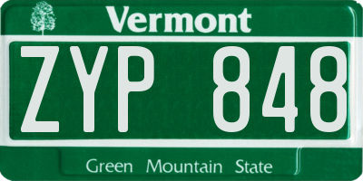 VT license plate ZYP848