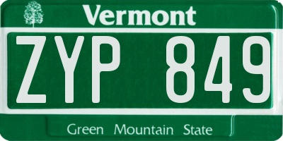 VT license plate ZYP849