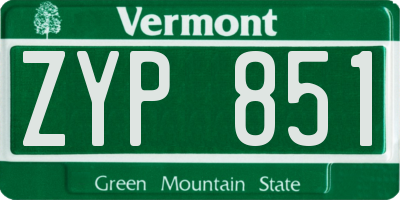 VT license plate ZYP851