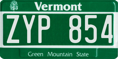 VT license plate ZYP854